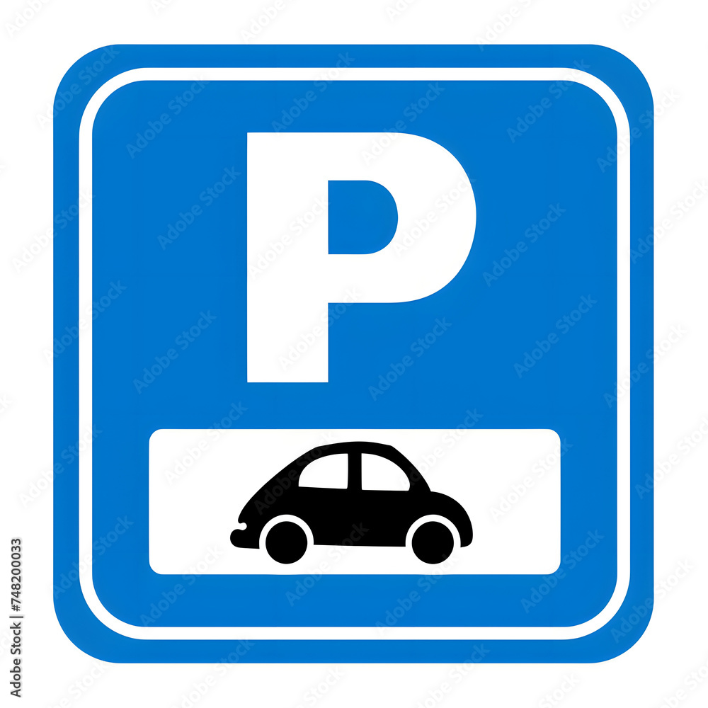 Universal Parking Sign: Blue Square with White 'P' and Car Icon Universal Parking Sign: Blue Square with White 'P' and Car Icon