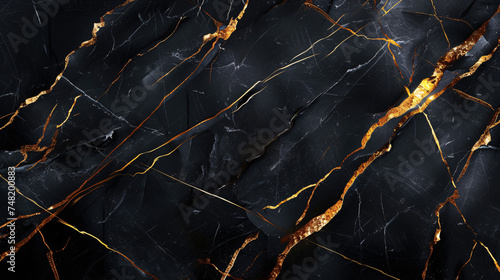 abstract black marble background with gold veins, black and gold marble texture