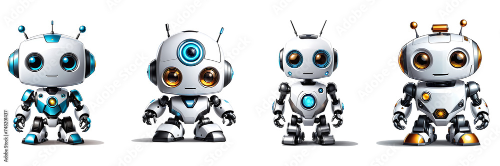 Clipart of a set of cute robots. Clipart of a set of cute robots.