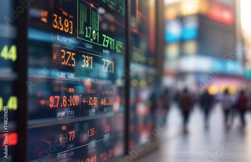 Financial stock exchange market display screen board on the street