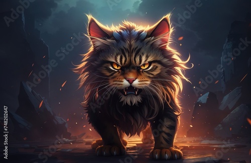 Fantasy Illustration of a angry cat