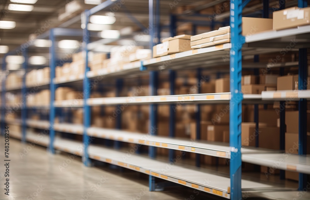 Empty shelving racks in warehouse interior Empty shelving racks in warehouse interior