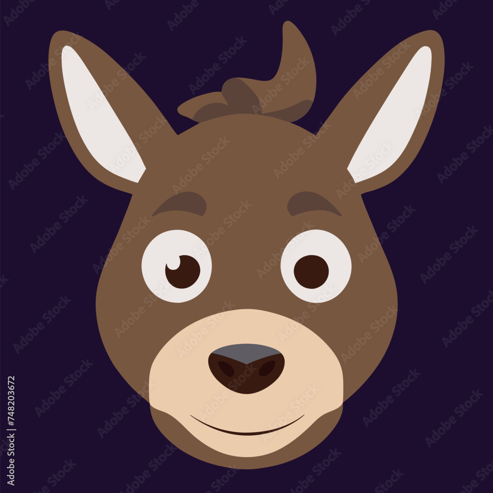 a donkey head logo, the smallest flat vector logo,, with no realistic photo details, vector illustration kawaii