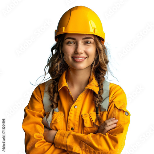 Photo of a smiling worker on transparent background