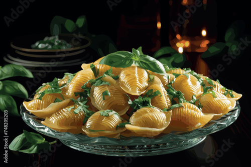 Russian yellow dumplings with sour cream decorated with greens