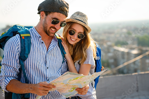 Honeymoon trip, backpacker tourist, tourism or holiday vacation travel concept.