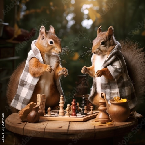 squirrels play chess © vectorstory