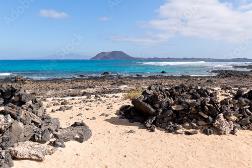 Beach and sand dunes at Corralejo, Fuerteventura, Canary islands