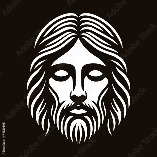 dibujo silueta de la cara de jesus estilo logotipo