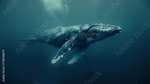 A huge whale underwater in its natural habitat © CaptainMCity