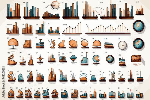 set of bar price chart diagram financial stock price icon bullish bearish market in minimal mono design