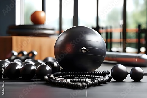 bowling ball and pins on the table. Generated AI
