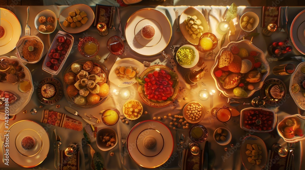  Celebration of ramadan with a wonderful table full 