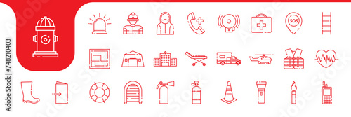 rescue lines icon set collection design vector