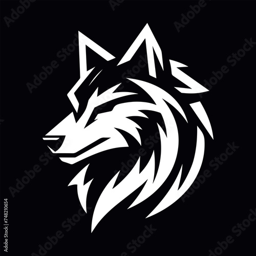Logo gamer de un lobo peludo en silueta