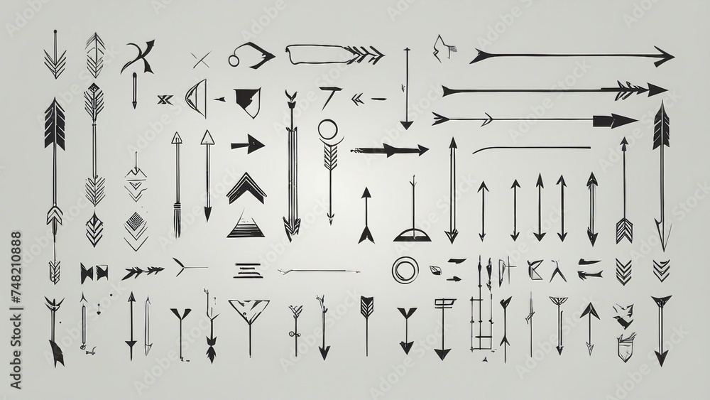 A set of hand drawn style arrow icons in vector style, the arrows are simple and elegant, A set of hand drawn style arrow icons in vector style, the arrows are simple and elegant,