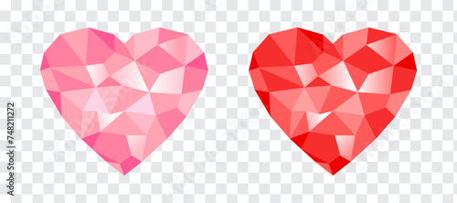 Red and pink heart. Set of isolated vector illustrations on transparent background