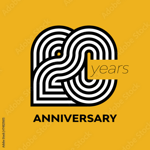 20 Years Retro Anniversary Vector Template Design Illustration
