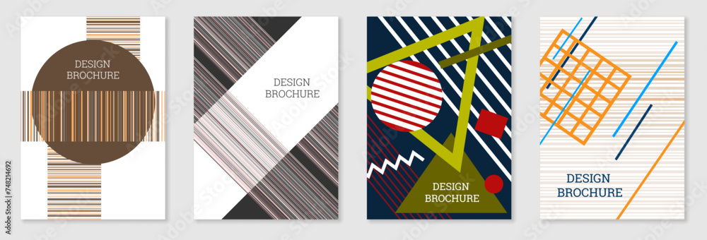 Set of cover design in Memphis style. Geometric design, abstract background. Fashionable bright cover, banner, poster, booklet. Creative colors. Set of cover design in Memphis style. Geometric design, abstract background. Fashionable bright cover, banner, poster, booklet. Creative colors.