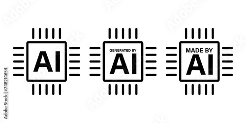 Made by AI processor icon set