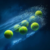 High-Speed Tennis Balls Falling with Dramatic Lighting
