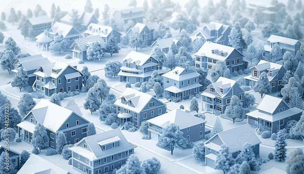 Obraz premium Residential Housing Blueprinting, blueprinting for residential housing projects with an image featuring architects and homebuilders designing single-family homes, AI