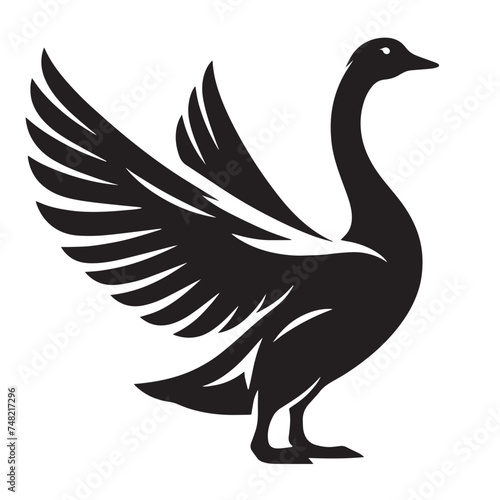 Goose Chronicles, Goose Tales, goose silhouettes - black and white illustration 