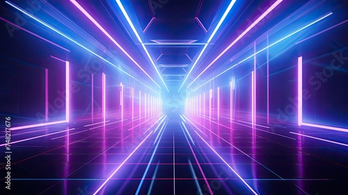 Wallpaper Mural Immerse yourself in a mesmerizing journey through a futuristic realm, where vibrant neon lights illuminate the path ahead. Torontodigital.ca