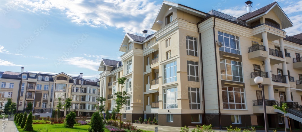 Fototapeta premium modern apartment building. Multi Storey modern