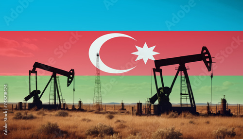 Azerbaijan oil industry .Crude oil and petroleum concept. Azerbaijan flag background