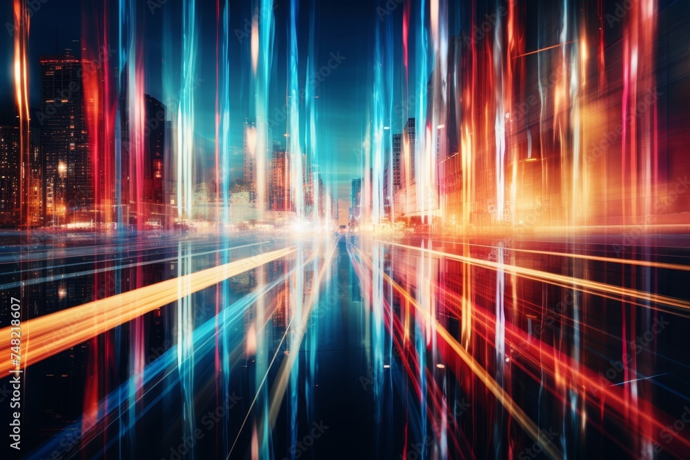 City road lights at night, highway traffic with motion lights, abstract blurred image City road lights at night, highway traffic with motion lights, abstract blurred image