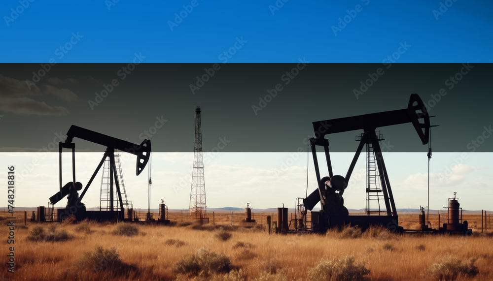 Estonia oil industry .Crude oil and petroleum concept. Estonia flag background