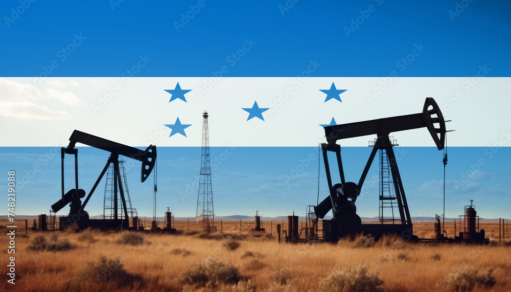 Honduras oil industry .Crude oil and petroleum concept. Honduras flag background