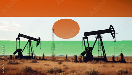 Niger oil industry .Crude oil and petroleum concept. Niger flag background