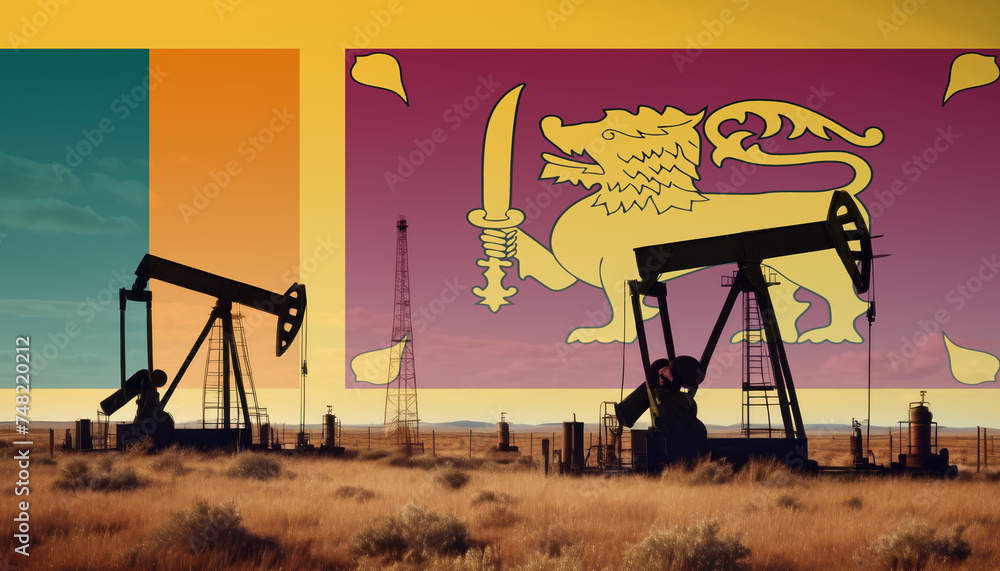 Sri Lanka oil industry .Crude oil and petroleum concept. Sri Lanka flag ...
