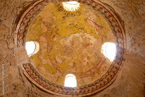Constellations and zodiac painted on the dome of Qusayr Amra, Jordan photo