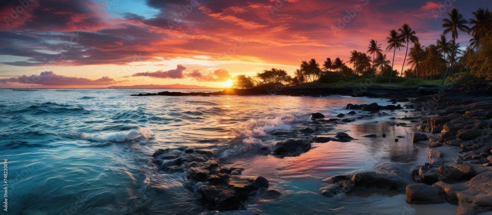 tropical island beach, sunrise shot