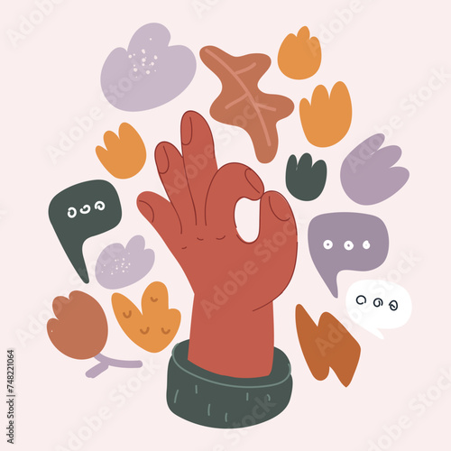 Vector illustration of Woman hand in ok sign