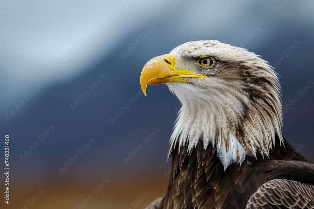Fototapeta premium Majestic eagle: a captivating showcase of nature's prowess, bird , perched majestically, and embodying the spirit of freedom and untamed wilderness, a stunning visual ode to avian grace and power
