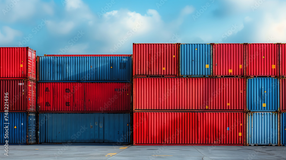 Fototapeta premium Industrial Cargo Containers at Sunrise