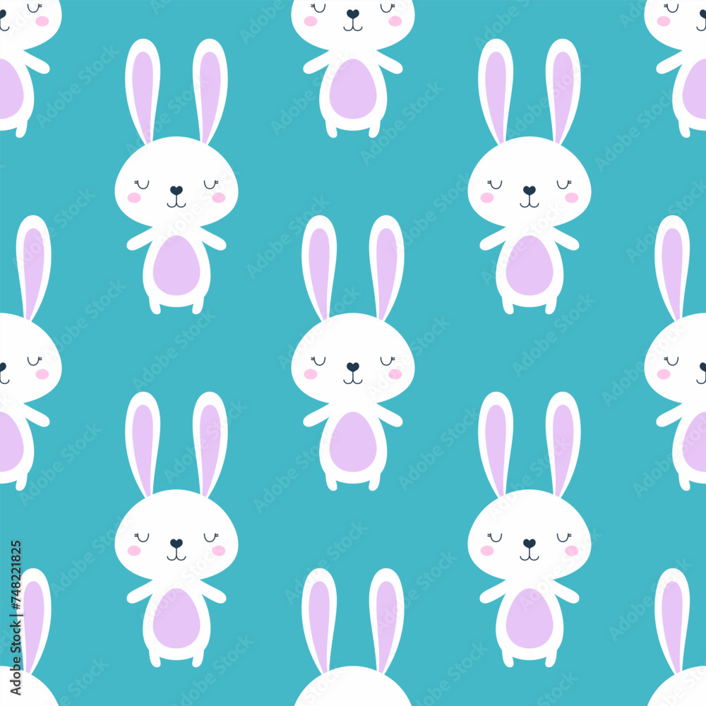 cartoon rabbit character seamless pattern