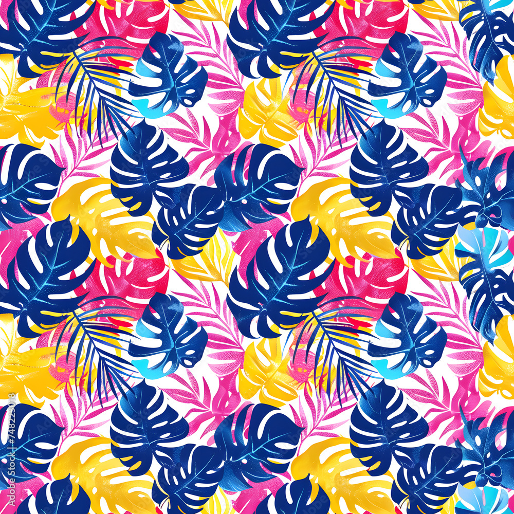 Colorful tropical leaves seamless pattern background. Colorful tropical leaves seamless pattern background.