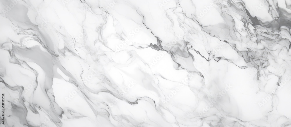 Detailed view of a luxurious white marble texture with intricate veining and patterns. The smooth surface reflects light, creating a sophisticated and elegant aesthetic. Detailed view of a luxurious white marble texture with intricate veining and patterns. The smooth surface reflects light, creating a sophisticated and elegant aesthetic.