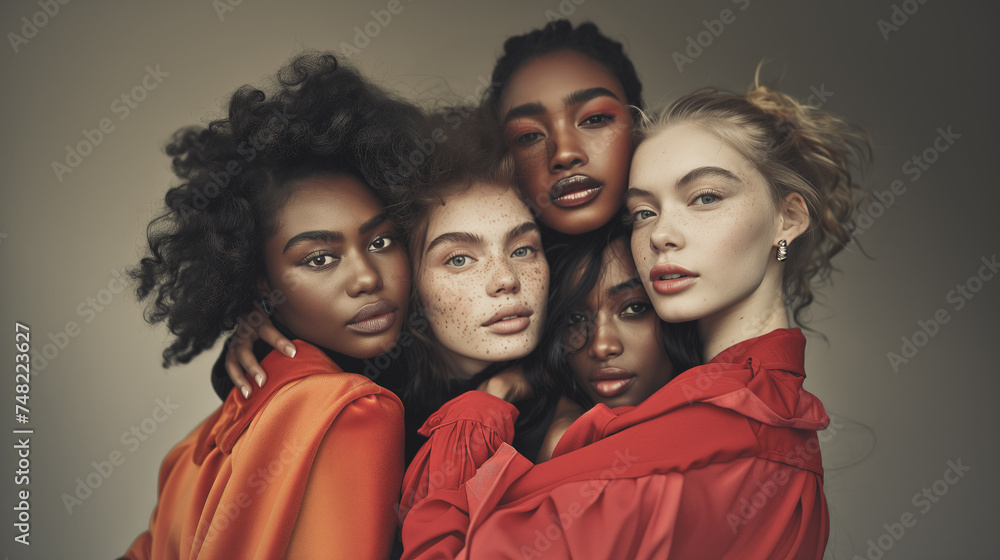 Diverse beauty portrait: women of different ethnicities Diverse beauty portrait: women of different ethnicities