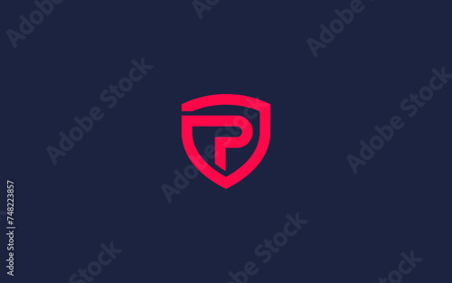 letter p with shield logo icon design vector design template inspiration