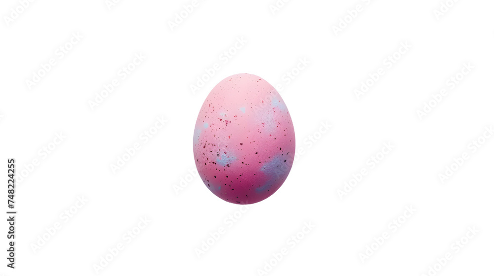 Pink and Blue Speckled Egg on White Background, cut out Easter symbol