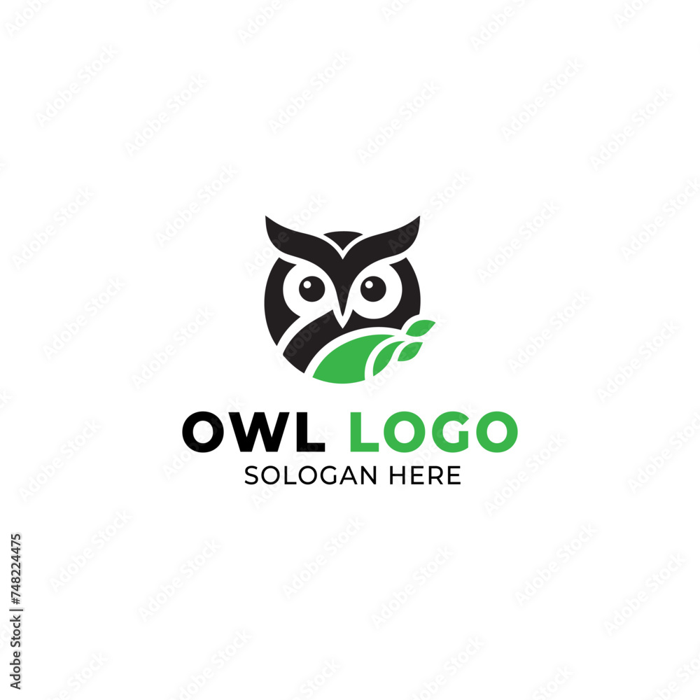 owl logo template, with round design isolated on white background vector illustration
