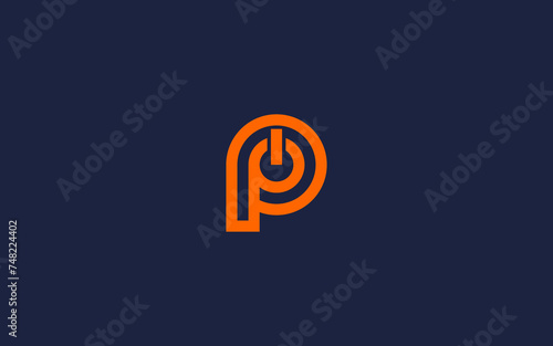 letter p with power button logo icon design vector design template inspiration