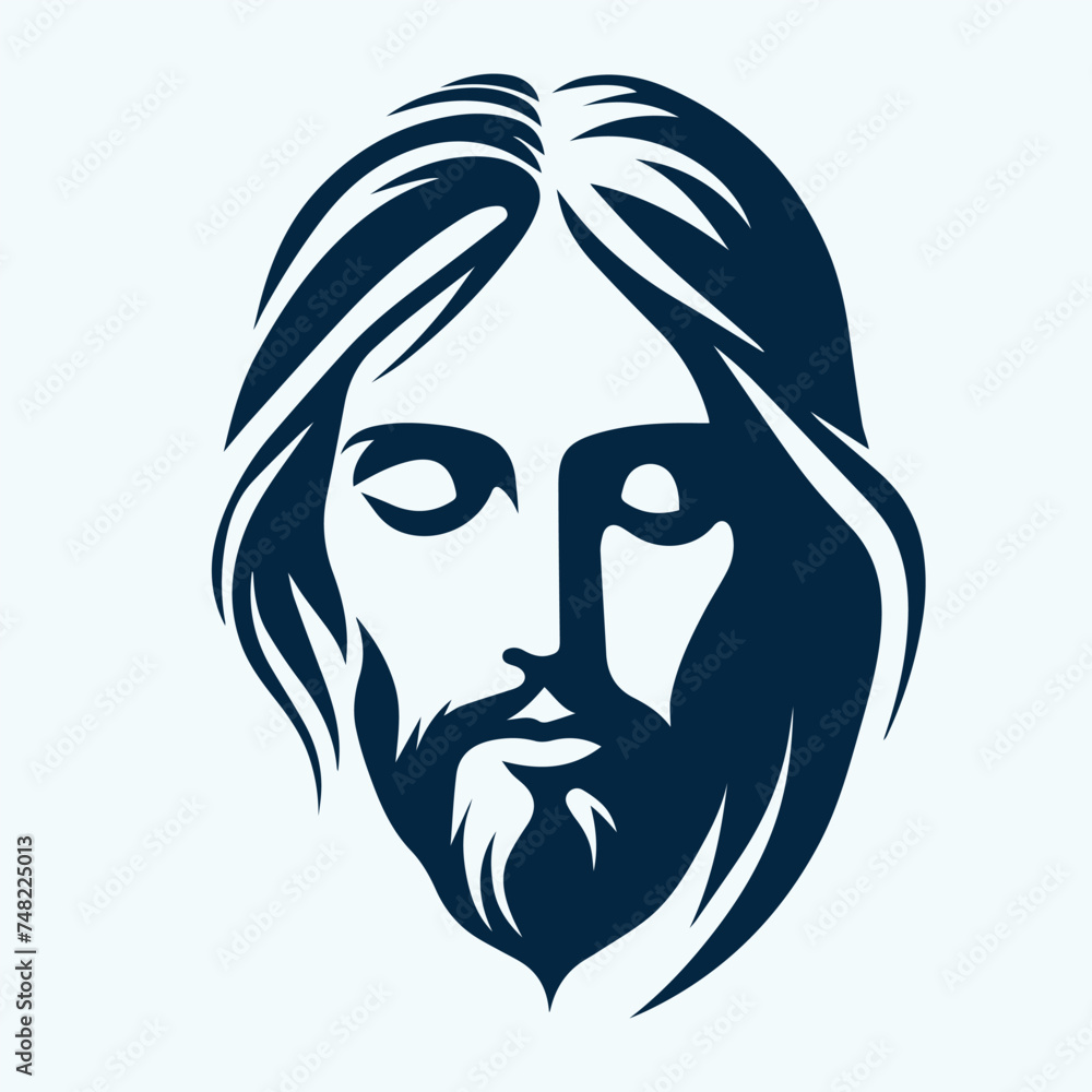 dibujo silueta de la cara de jesus estilo logotipo dibujo silueta de la cara de jesus estilo logotipo