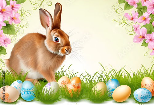 Easter bunny with eggs